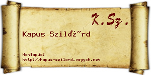 Kapus Szilárd névjegykártya